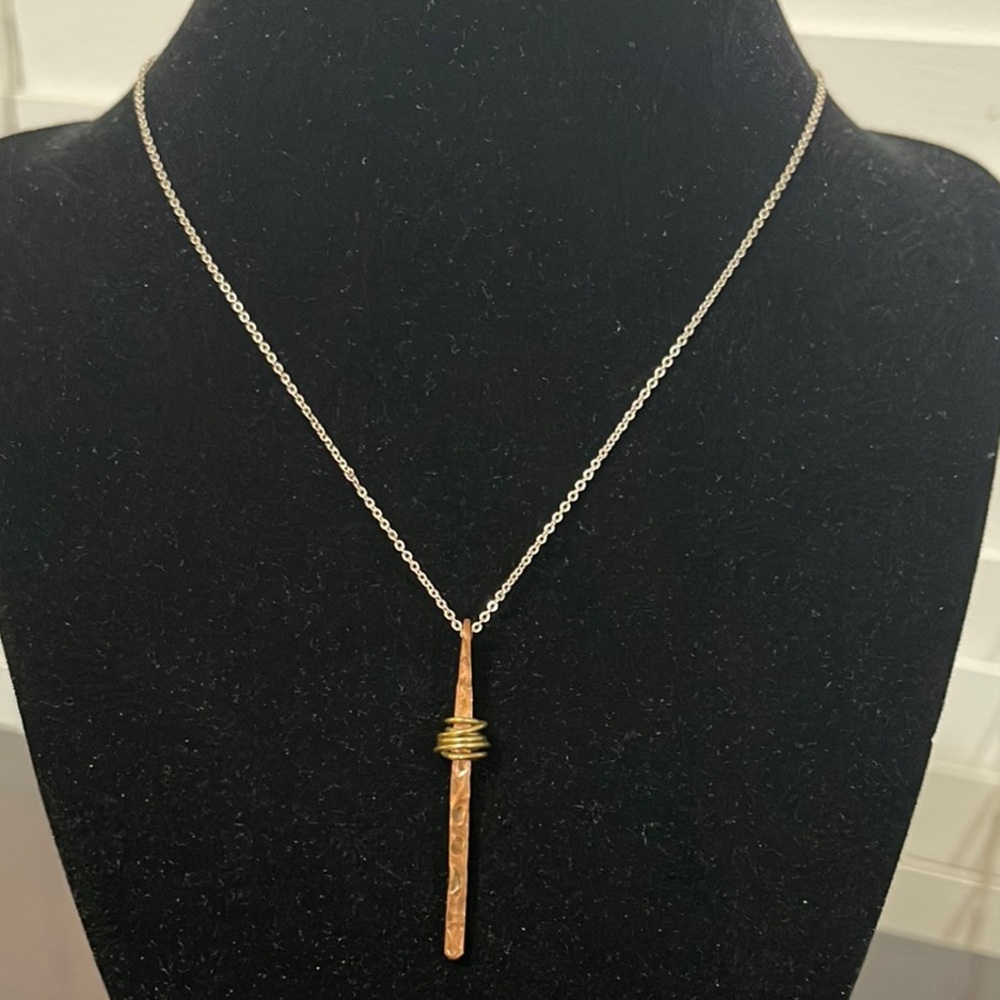 Copper Metal Necklace 9” Long